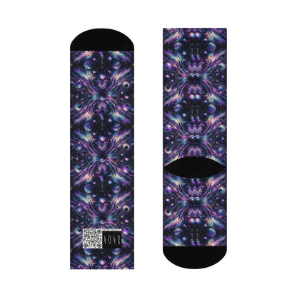 Galactic Hues Tech-Forward Cosmic Fusion Cushioned Crew Socks - 8404 Design-41
