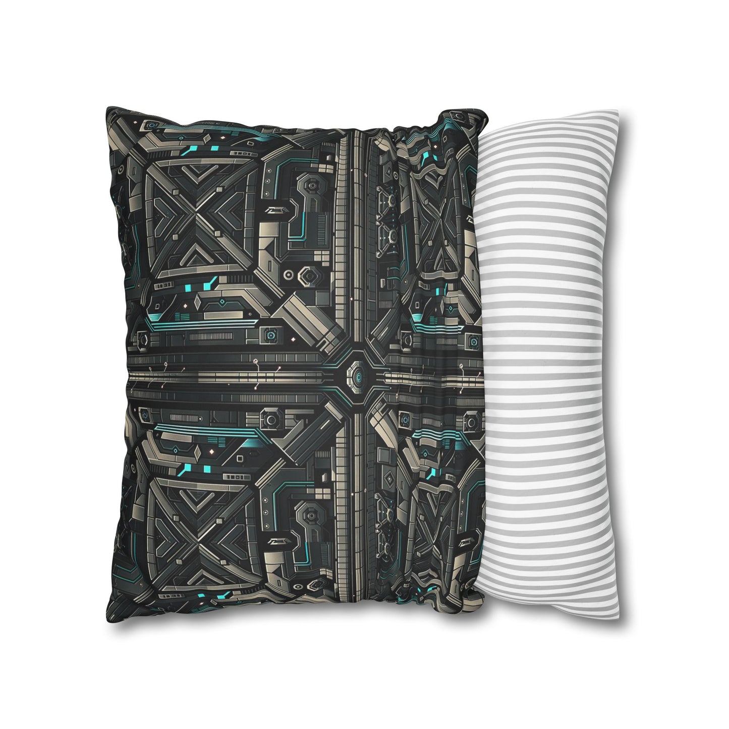 Tech Noir Futuristic Tech Aesthetic with a Dark Twist Faux Suede Square Pillowcase - 8404 Design-59