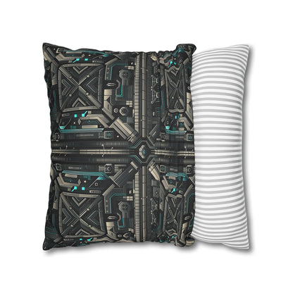 Tech Noir Futuristic Tech Aesthetic with a Dark Twist Faux Suede Square Pillowcase - 8404 Design-59
