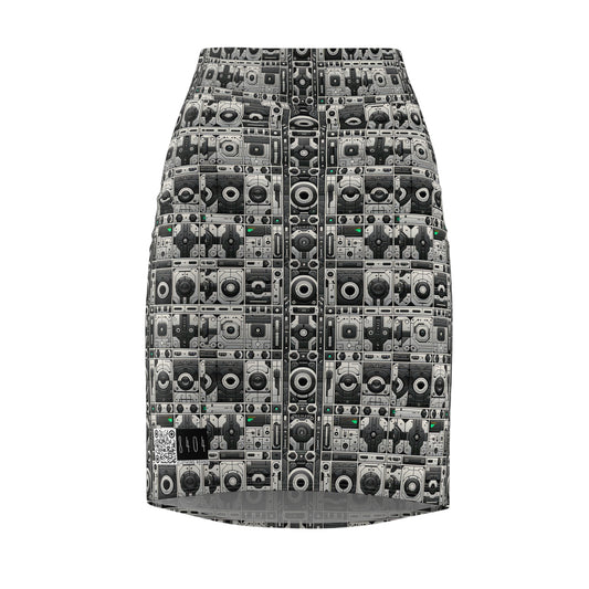 Tech Utility Aesthetics Tech-Forward Minimalism Women's Pencil Skirt - 8404 Design-60