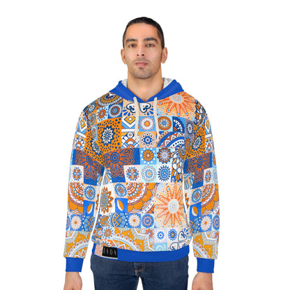 8404 Unisex Adult's "mosaic Collage" Fashion Pullover Hoodie in Blue