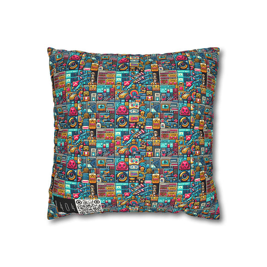 Digital Pop Culture Mashup Maximalist Pop Faux Suede Square Pillowcase - 8404 Design-47