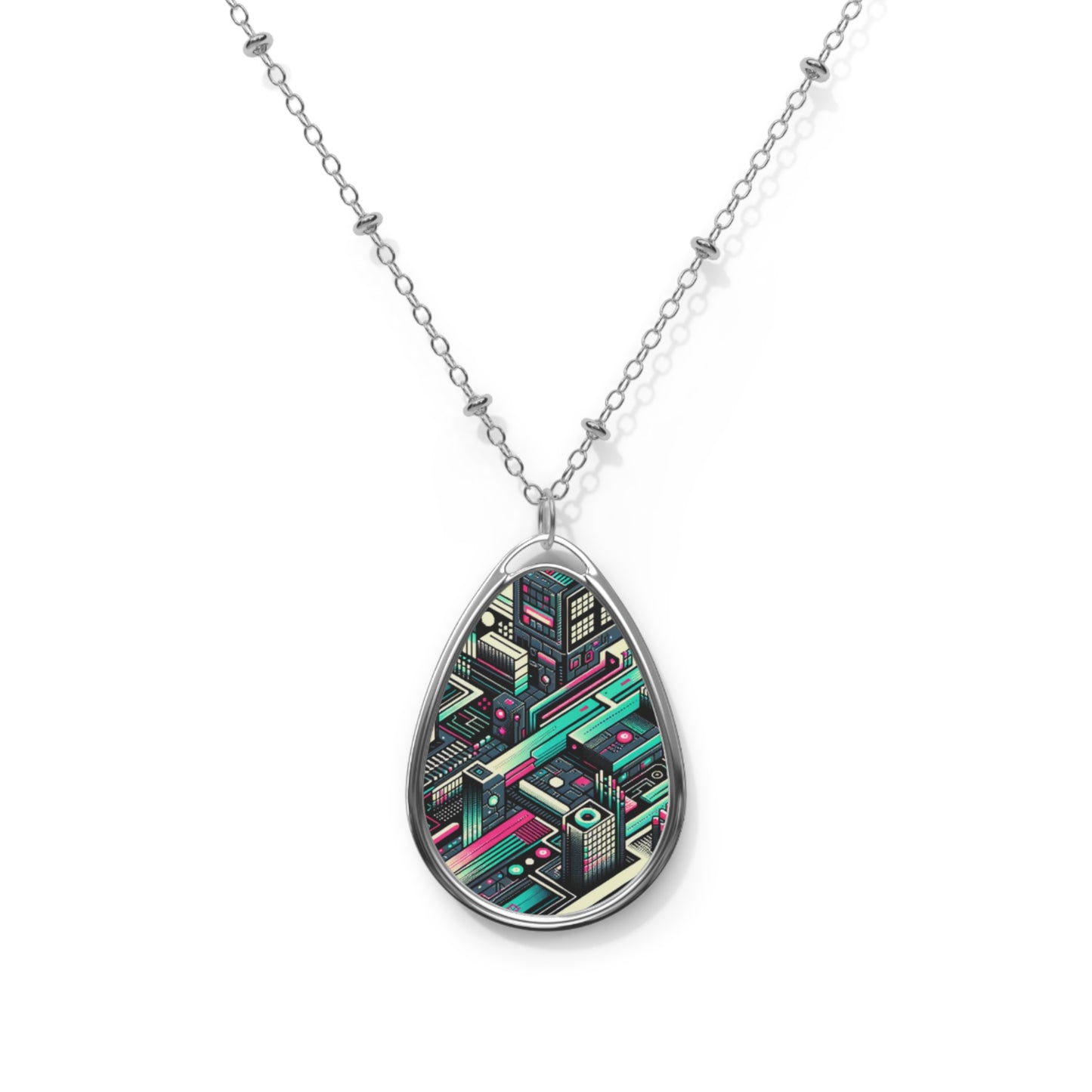 Digital Artistry Digital-native Streetwear Oval Necklace - 8404 Design-63