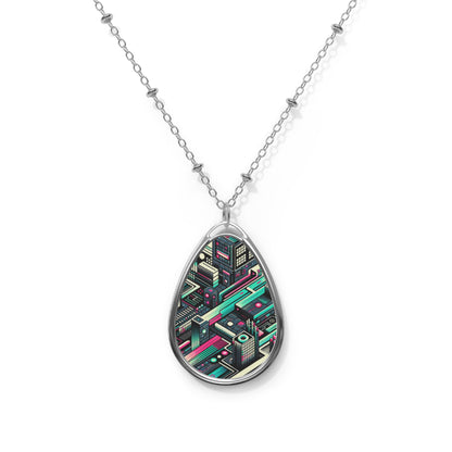 Digital Artistry Digital-native Streetwear Oval Necklace - 8404 Design-63