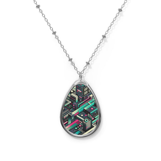 Digital Artistry Digital-native Streetwear Oval Necklace - 8404 Design-63