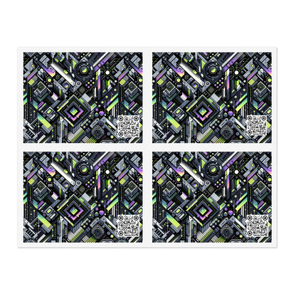 Retro Futurism Graphics Tech-Forward Streetwear Sticker Sheets - 8404 Design-49