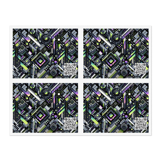 Retro Futurism Graphics Tech-Forward Streetwear Sticker Sheets - 8404 Design-49