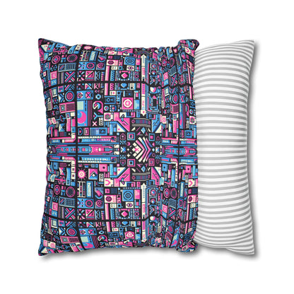 Digital Rebellion Youthful Streetwear with a Rebellious Digital Twist Faux Suede Square Pillowcase - 8404 Design-65