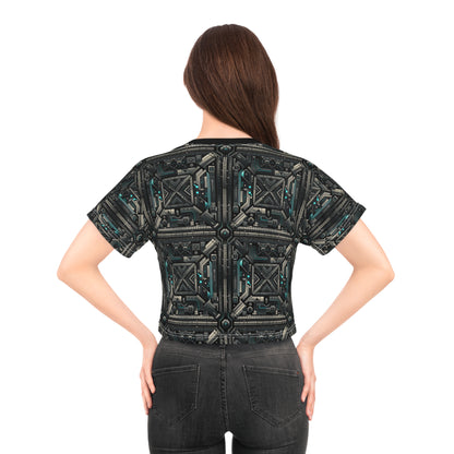 Tech Noir Futuristic Tech Aesthetic with a Dark Twist Crop Tee - 8404 Design-59