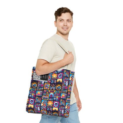 Digital Pop Culture Mashup Maximalist Pop Tote Bag - 8404 Design-52