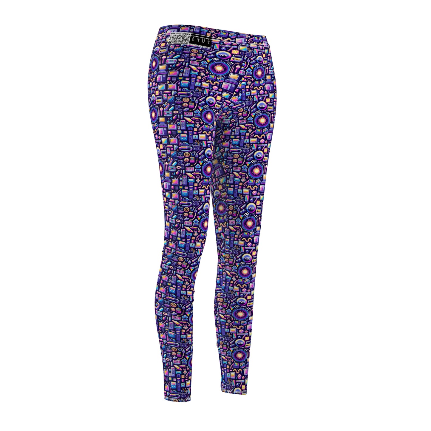 Digital Nostalgia Modern Retro Fusion Women's Cut & Sew Casual Leggings - 8404 Design-64