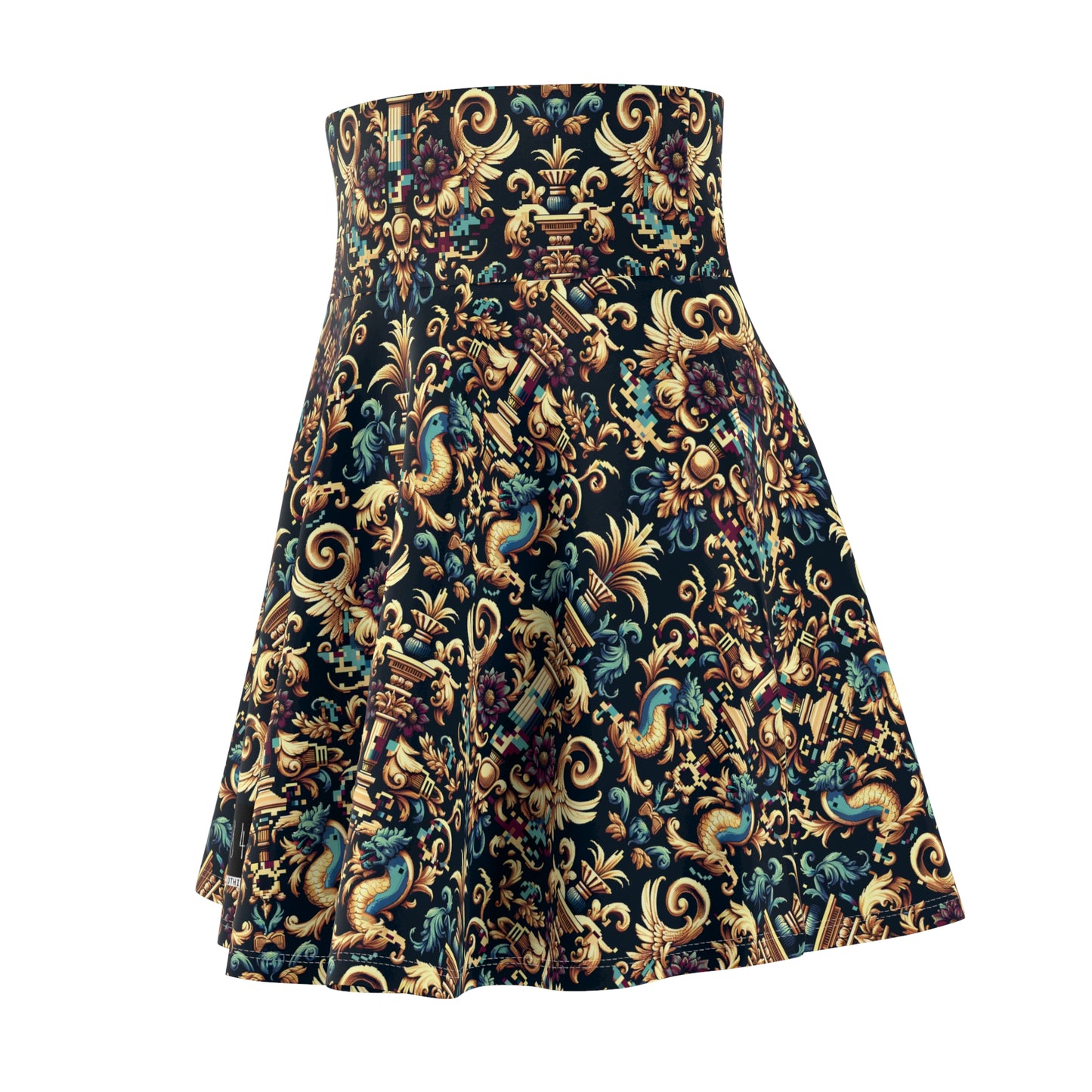 Digital Renaissance Modern Baroque Fusion Women's Skater Skirt - 8404 Design-57