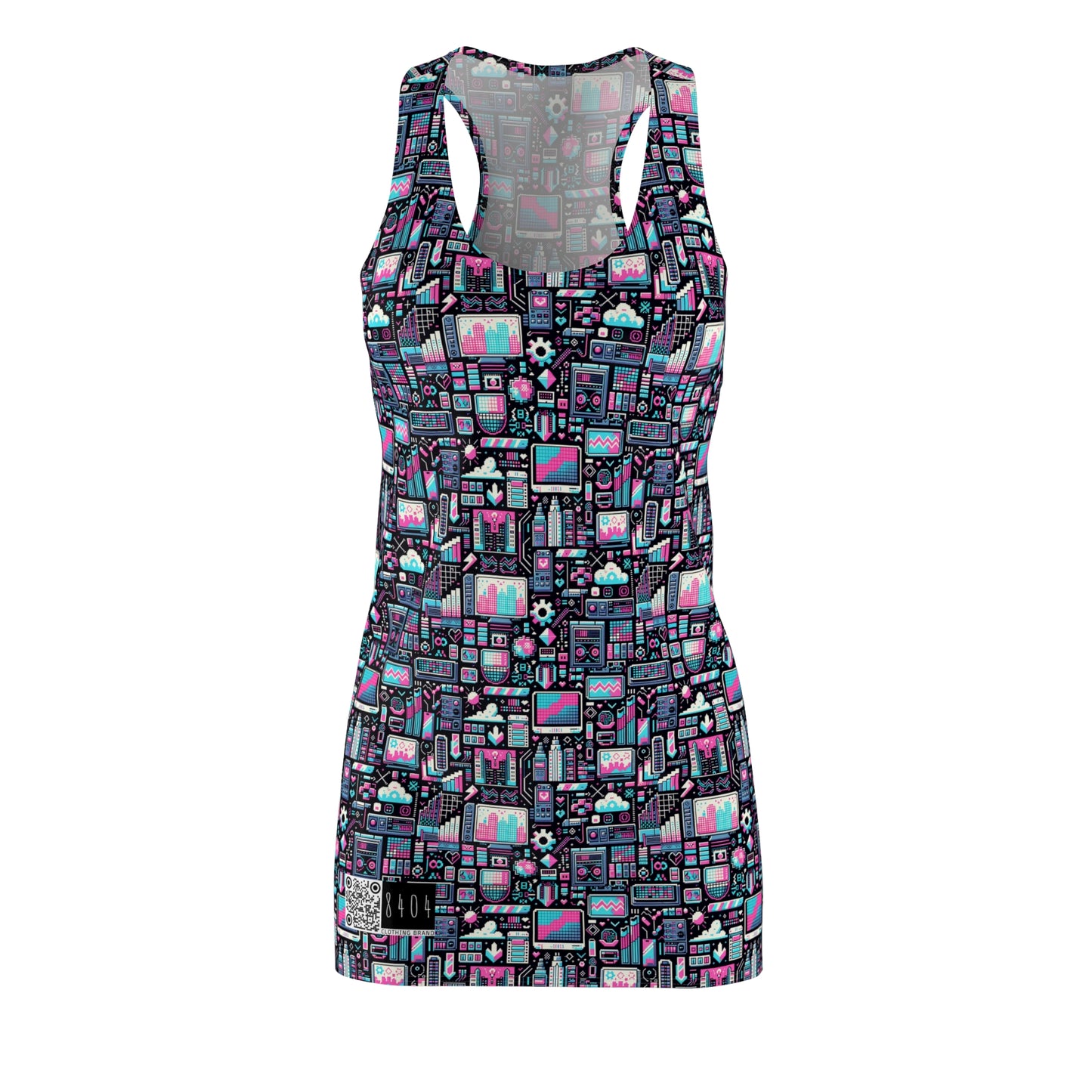 Digital Rebellion Youthful Streetwear with a Rebellious Digital Twist Women's Cut & Sew Racerback Dress - 8404 Design-71