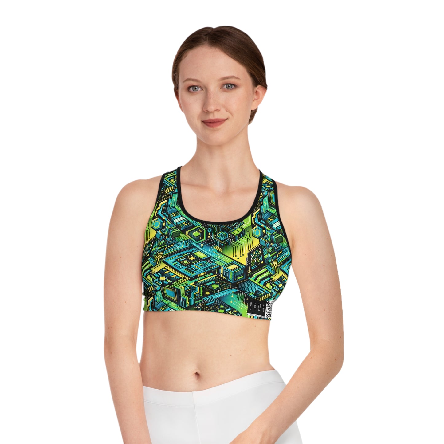Tech-Infused Neon Tech-Forward Streetwear Sports Bra - 8404 Design-38
