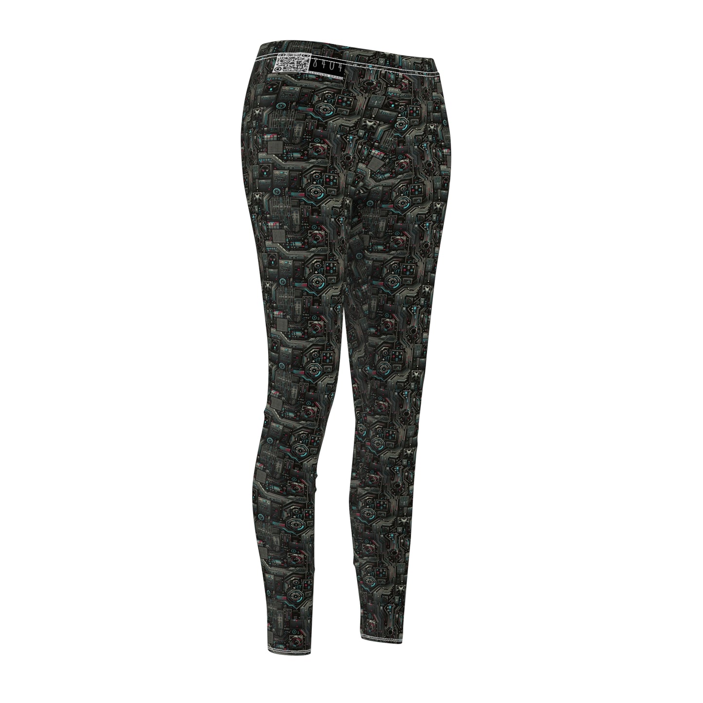 Tech Noir Aesthetics Sleek Tech Streetwear Women's Cut & Sew Casual Leggings - 8404 Design-52