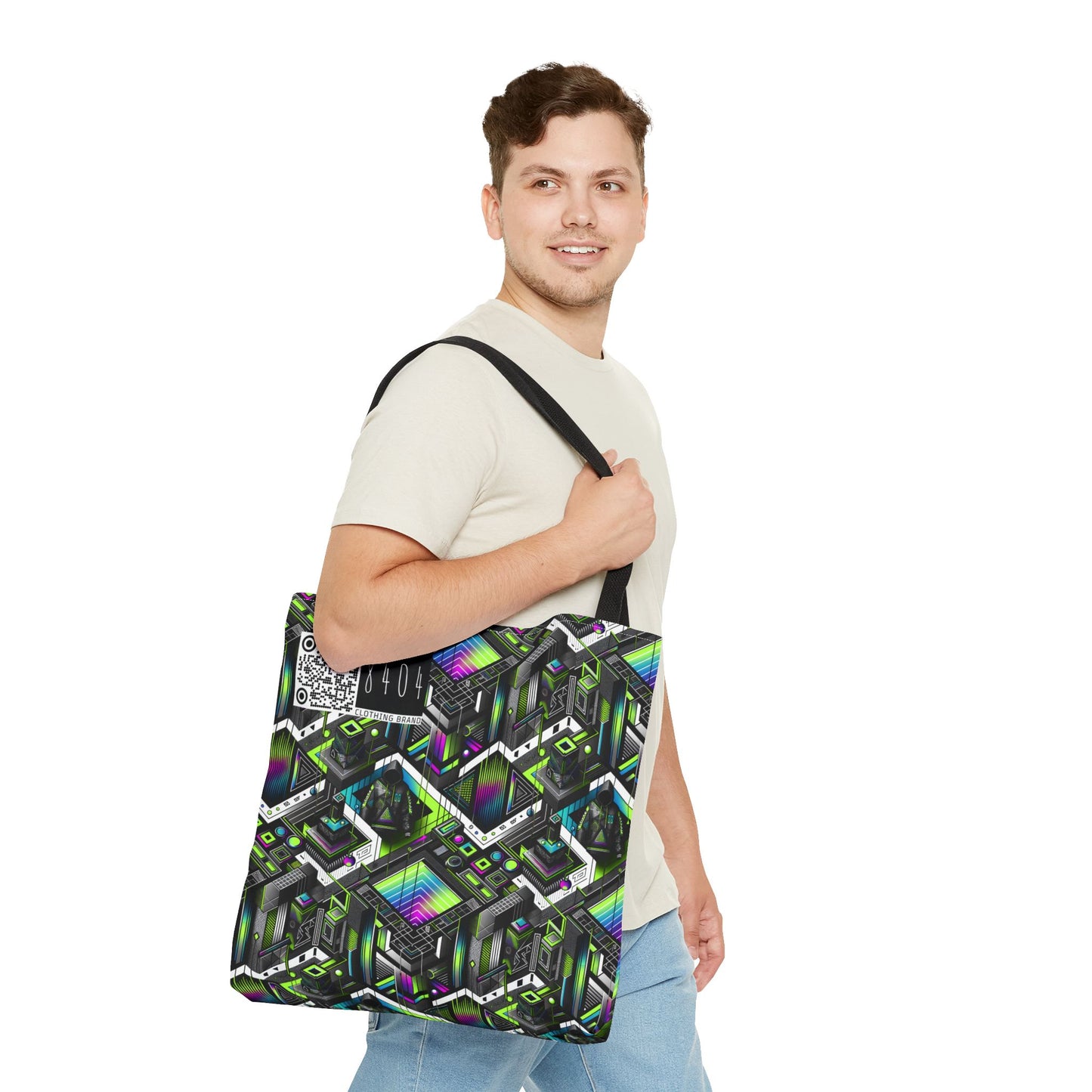 Retro Futurism Graphics Tech-Forward Streetwear Tote Bag - 8404 Design-52