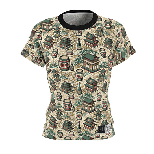 Cultural Artisanal Fusion Contemporary Cultural Elegance Women's Cut & Sew Tee - 8404 Design-68