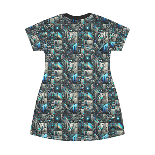 Tech-Infused Futurism Sleek Tech Edge T-Shirt Dress - 8404 Design-48