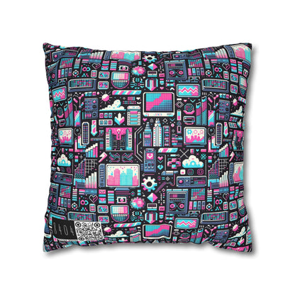 Digital Rebellion Youthful Streetwear with a Rebellious Digital Twist Spun Polyester Square Pillowcase - 8404 Design-71