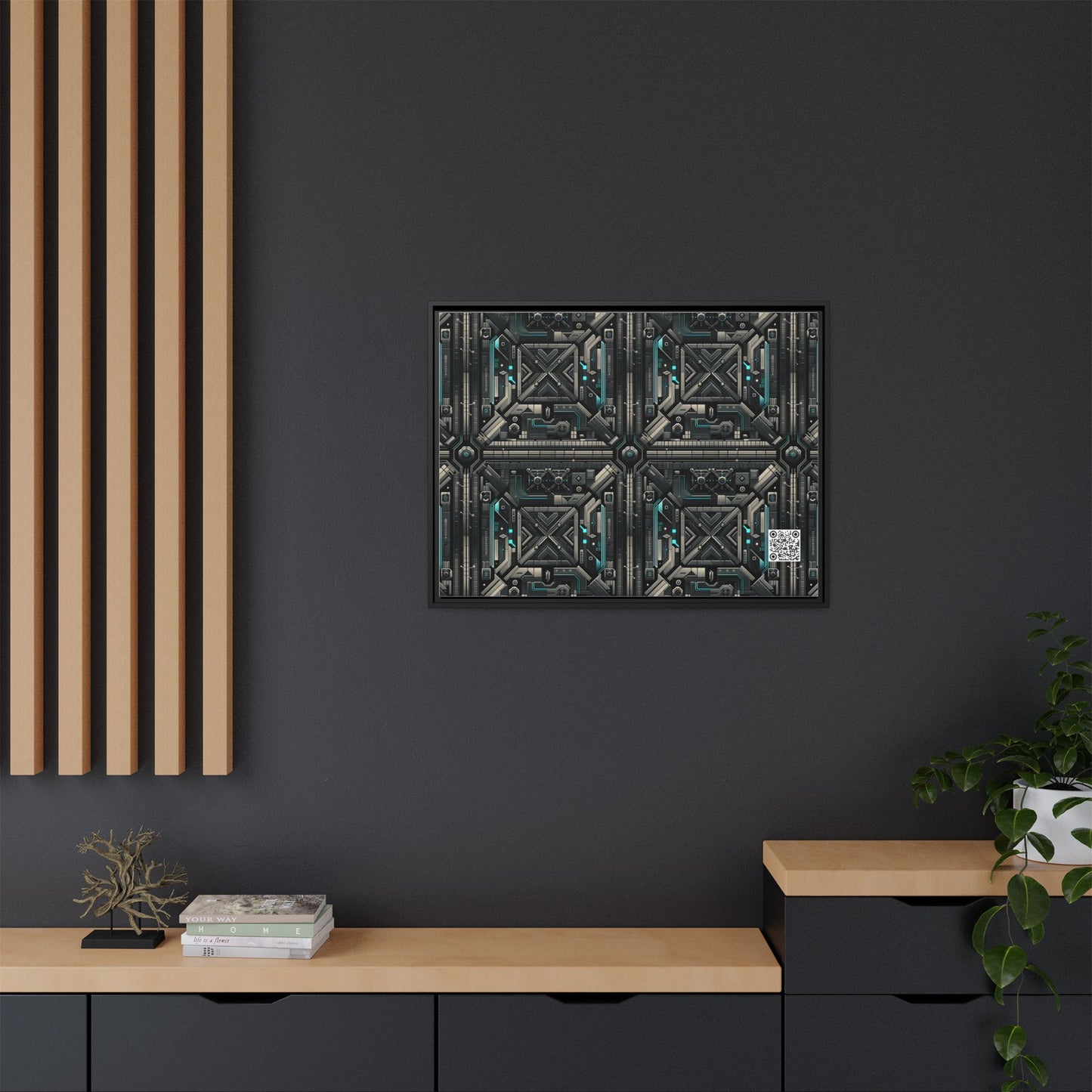 Tech Noir Futuristic Tech Aesthetic with a Dark Twist Matte Canvas, Framed (multi-color) - 8404 Design-59 A