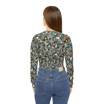 Digital Street Art Urban Street Style Women's Long Sleeve V-neck Shirt - 8404 Design-81