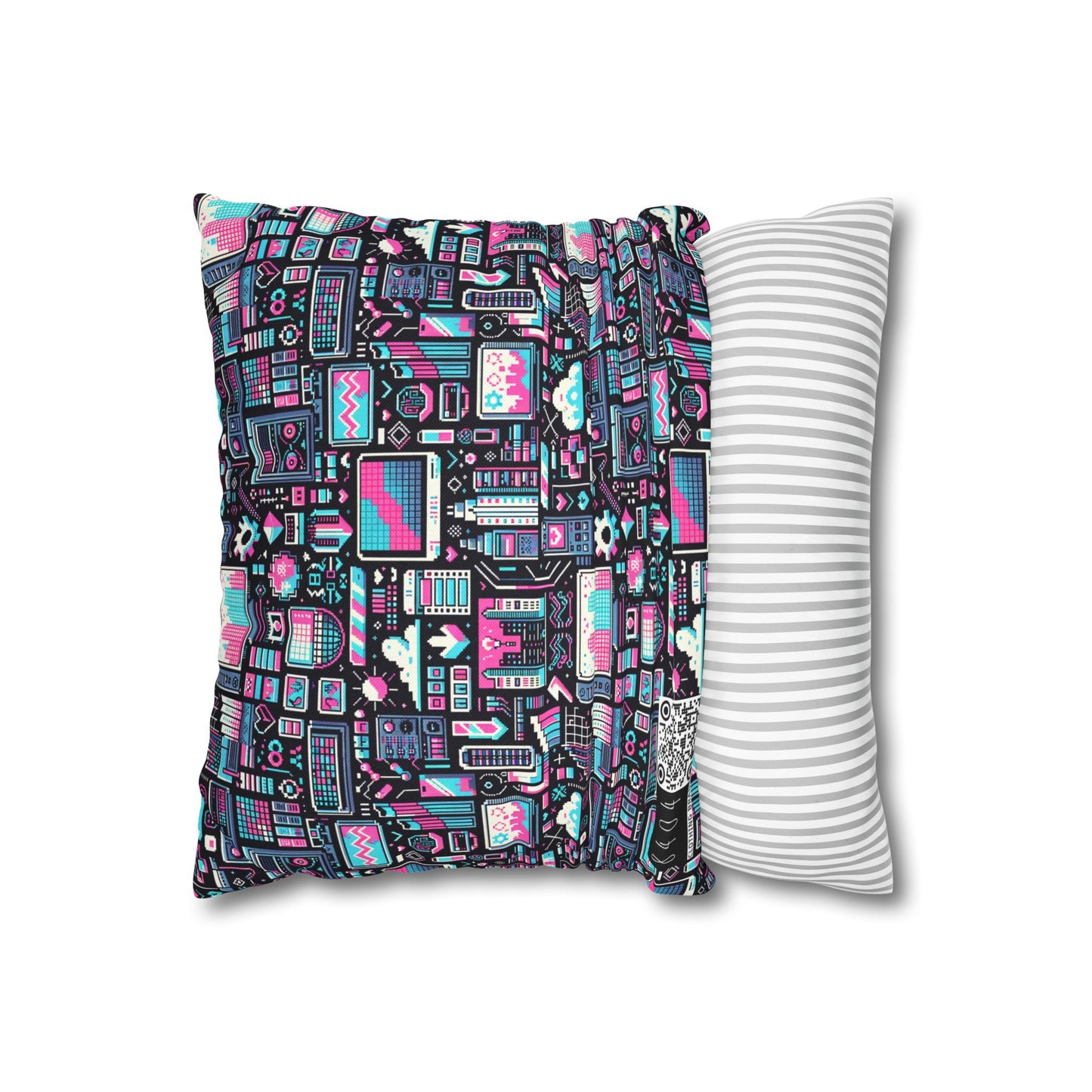 Digital Rebellion Youthful Streetwear with a Rebellious Digital Twist Spun Polyester Square Pillowcase - 8404 Design-71