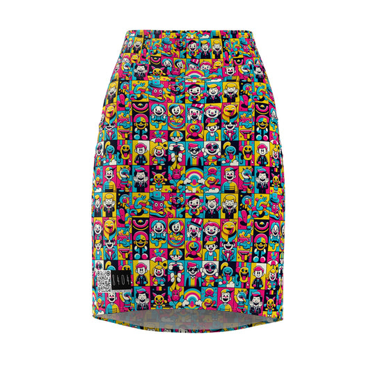 Neon Pop Playful Pop Culture Mashup Women's Pencil Skirt - 8404 Design-60