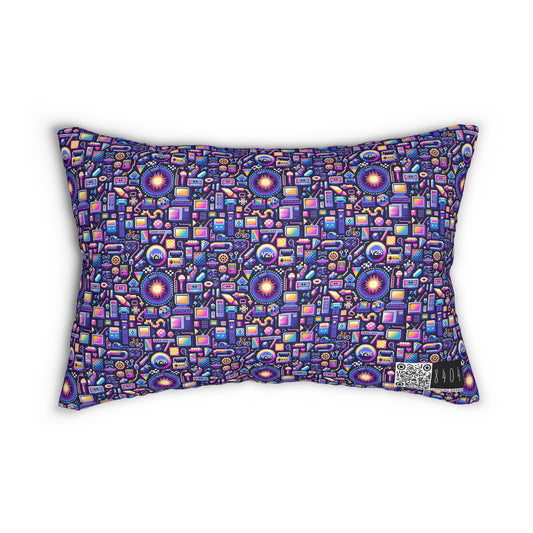 Digital Nostalgia Modern Retro Fusion Spun Polyester Lumbar Pillow - 8404 Design-64 S