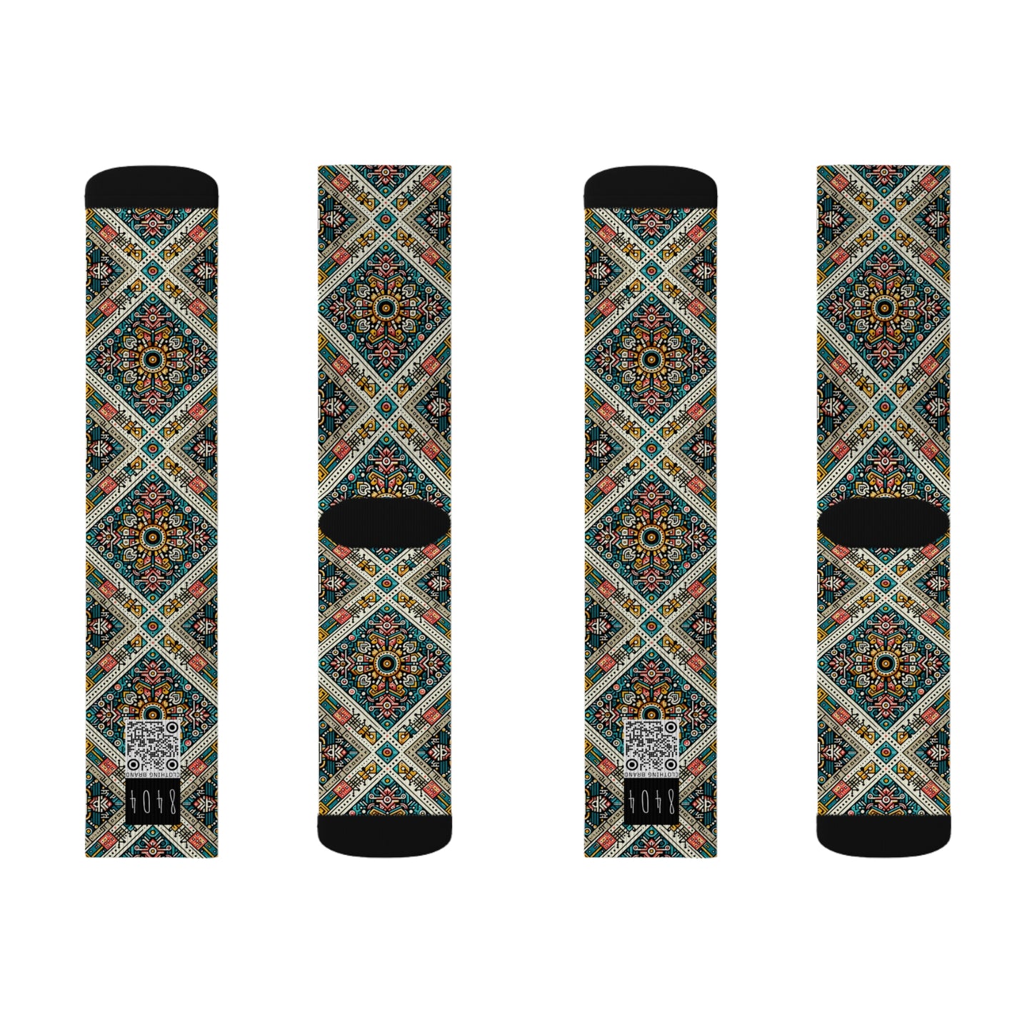 Cultural Fusion Tech Blend of Cultural Heritage With Tech-Inspired Elements Sublimation Socks - 8404 Design-64