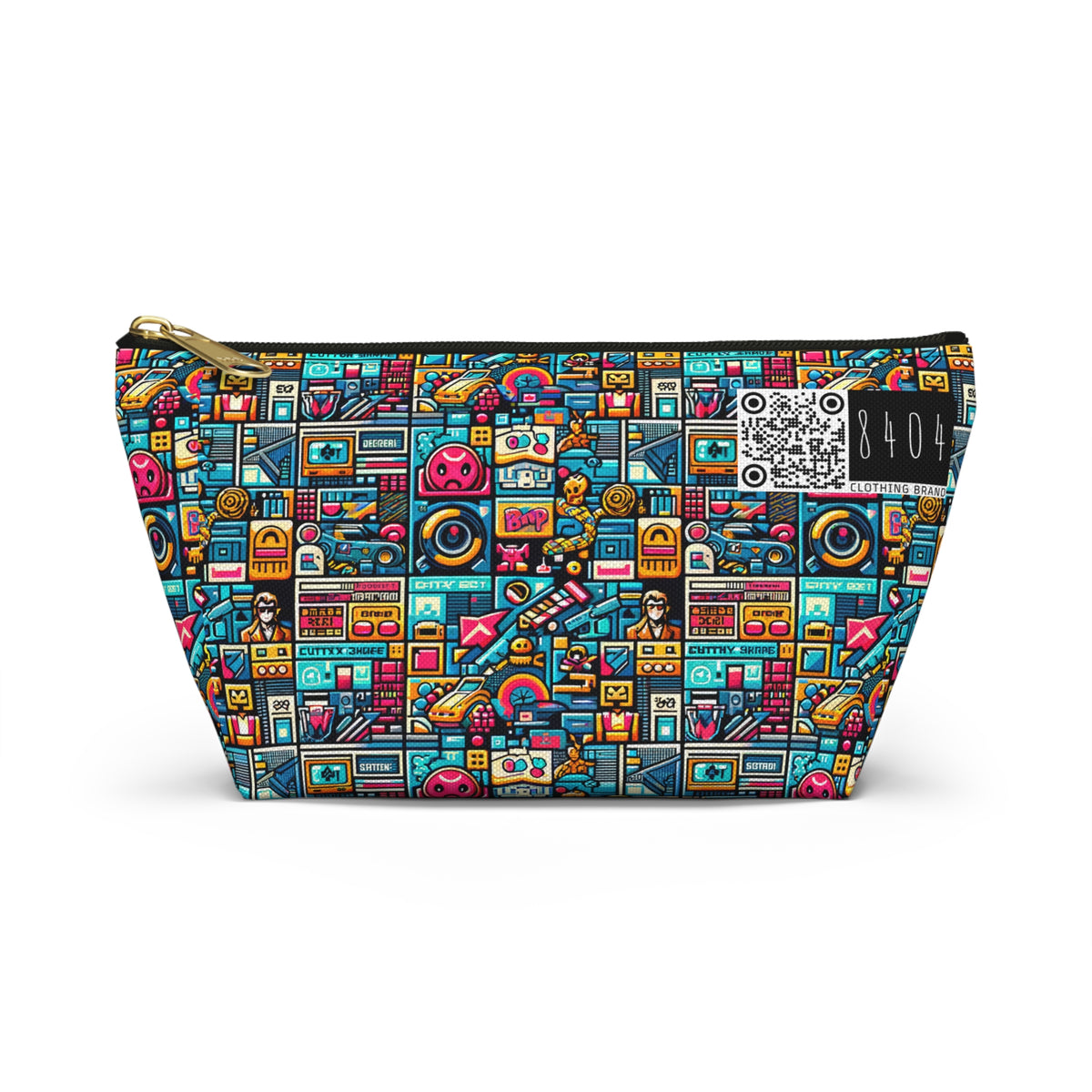 Digital Pop Culture Mashup Maximalist Pop Accessory Pouch W T-bottom - 8404 Design-47