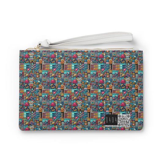 Digital Pop Culture Mashup Maximalist Pop Clutch Bag - 8404 Design-47
