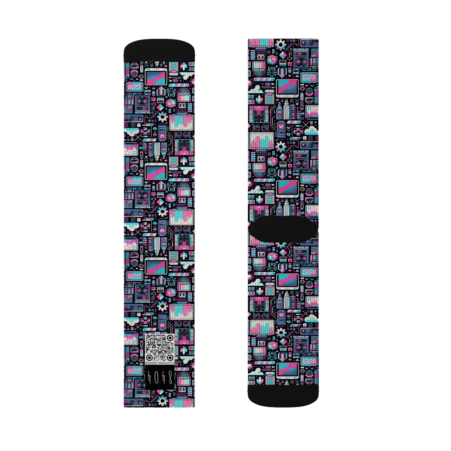 Digital Rebellion Youthful Streetwear with a Rebellious Digital Twist Sublimation Socks - 8404 Design-71