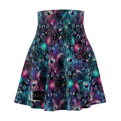 Galactic Hues Tech-Forward Cosmic Fusion Women's Skater Skirt - 8404 Design-59