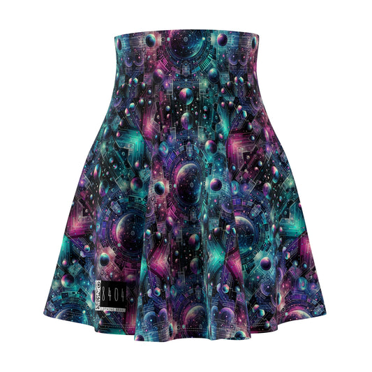 Galactic Hues Tech-Forward Cosmic Fusion Women's Skater Skirt - 8404 Design-59