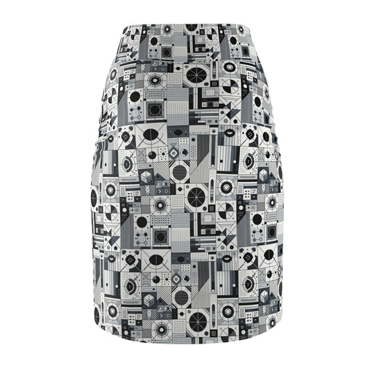 Digital Minimalism Minimalist Tech Women's Pencil Skirt - 8404 Design-65