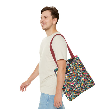 Urban Graffiti Fusion Eclectic Street Art Meets Modern Tech Culture Tote Bag - 8404 Design-55