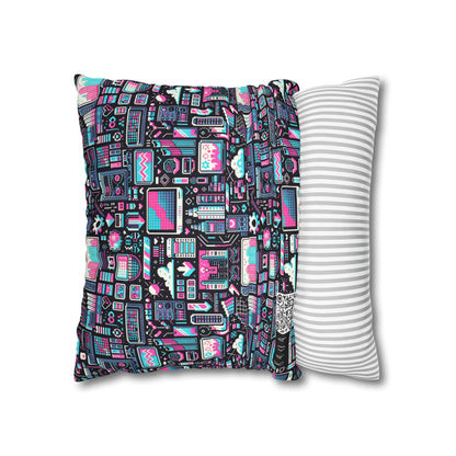 Digital Rebellion Youthful Streetwear with a Rebellious Digital Twist Spun Polyester Square Pillowcase - 8404 Design-71
