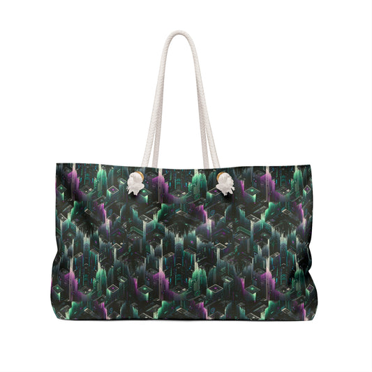 Tech Noir Aesthetics Tech-Forward Urban Dystopia Weekender Bag - 8404 Design-44