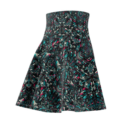 Digital Rebellion Tech-Inspired Streetwear Women's Skater Skirt - 8404 Design-54