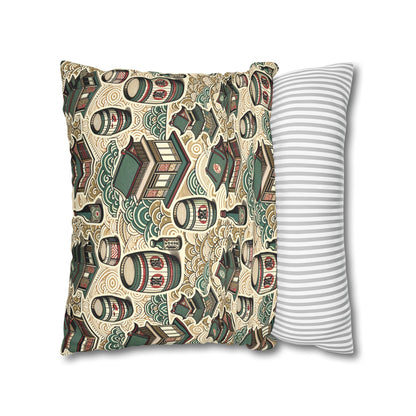 Cultural Artisanal Fusion Contemporary Cultural Elegance Faux Suede Square Pillowcase - 8404 Design-68