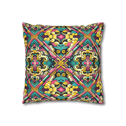Neon Pop Art Revival Pop Culture Retro Faux Suede Square Pillowcase - 8404 Design-59
