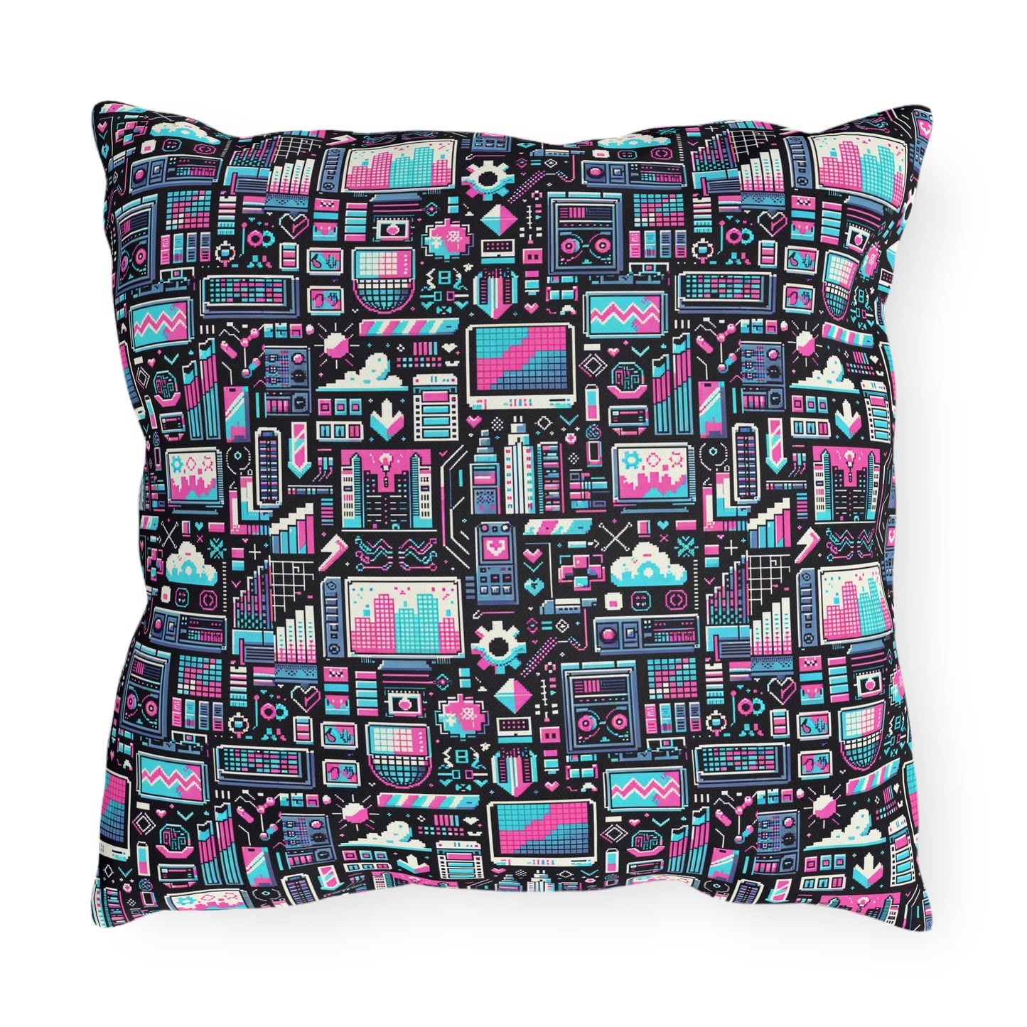 Digital Rebellion Youthful Streetwear with a Rebellious Digital Twist Outdoor Pillow - 8404 Design-71