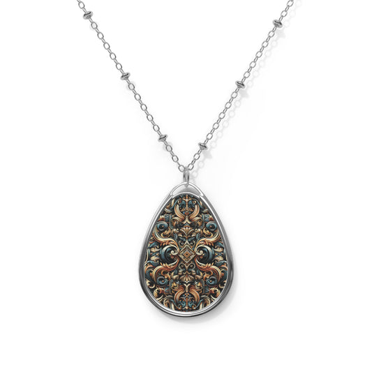Urban Renaissance Historical Fusion With Street Edge Oval Necklace - 8404 Design-59