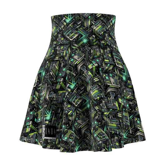 Tech-Infused Graphics Tech-Forward Streetwear Women's Skater Skirt - 8404 Design-47
