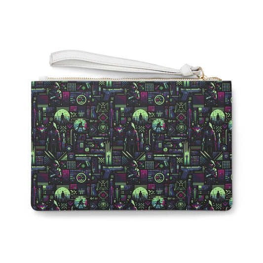 Tech Noir Futuristic Cyberpunk Clutch Bag - 8404 Design-63