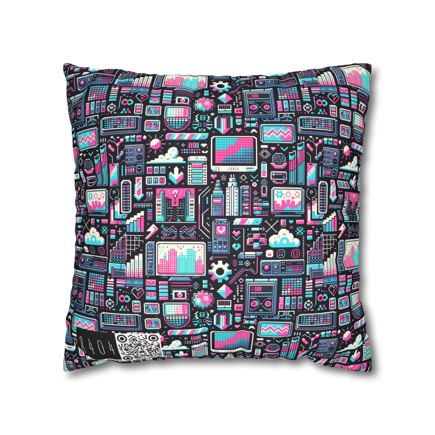 Digital Rebellion Youthful Streetwear with a Rebellious Digital Twist Faux Suede Square Pillowcase - 8404 Design-71