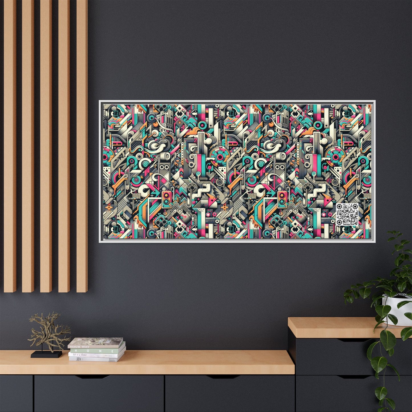 Digital Street Art Urban Street Style Matte Canvas, Framed (multi-color) - 8404 Design-74 B