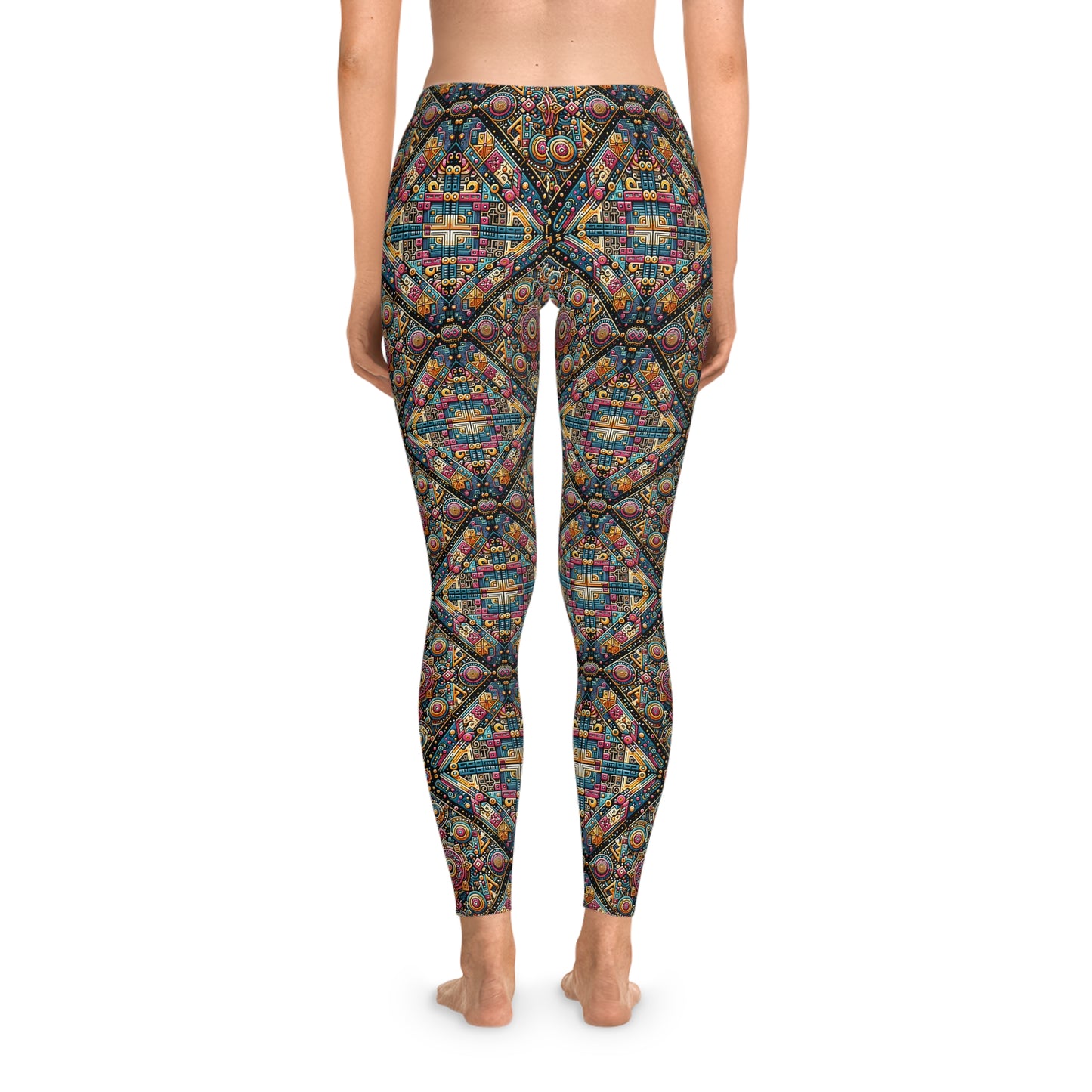 Cultural Fusion Tech Blend of Cultural Heritage With Tech-Inspired Elements Stretch Leggings - 8404 Design-58