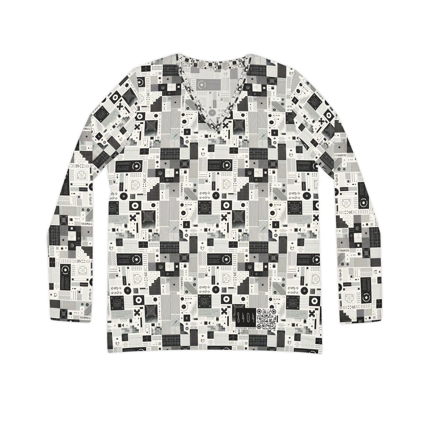 Digital Minimalism Minimalist Tech Women's Long Sleeve V-Neck Shirt - 8404 Design-50