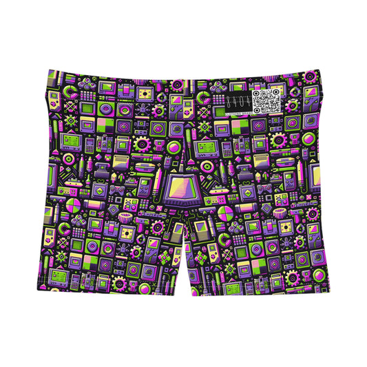 Digital Nostalgia Remix Modern Vintage Fusion Women's Shorts - 8404 Design-67